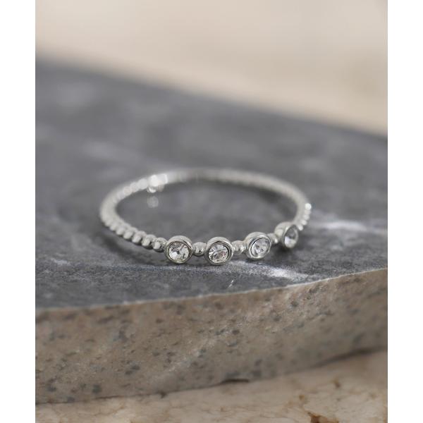 連なりビジューピンキーリング