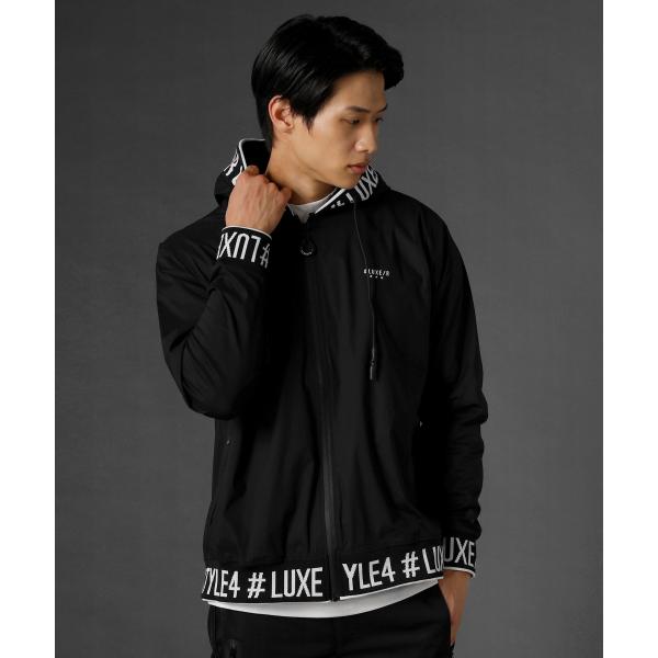 ＜LUXE/R＞/ストレッチ布帛厚盛ゴムラバープリントジップパーカー