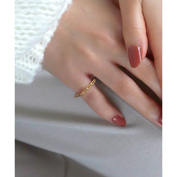 チェーンモチーフスクエアピンキーリング