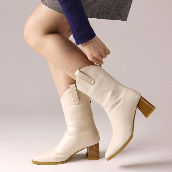 ★スクエアトゥ ミドル丈ウエスタンブーツ★9129