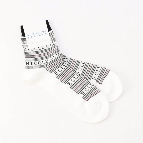 ロゴ×ボーダークルーソックス
