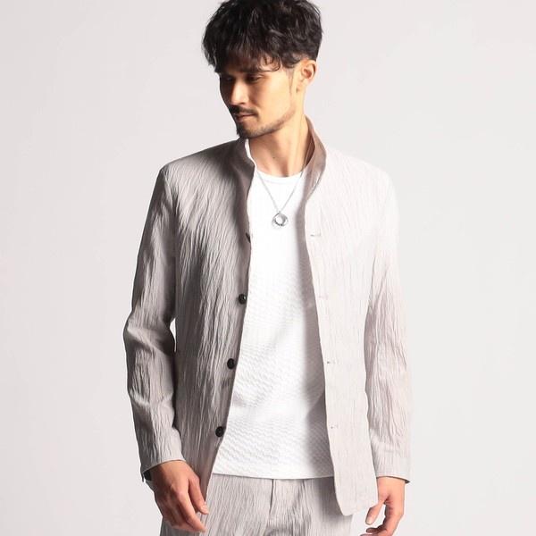 エステルクレープスタンドカラーカヴァーオールジャケット