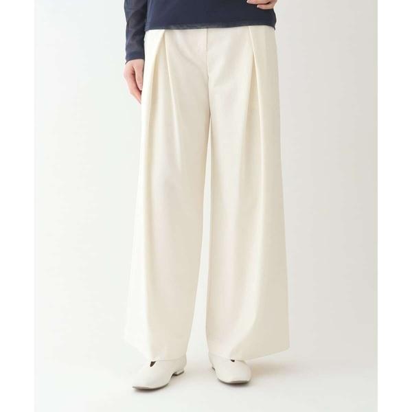 【小さいサイズ/洗える】フロントタックフレアワイドパンツ