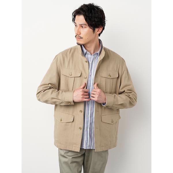 ソフトリネンスタンドカラーブルゾン