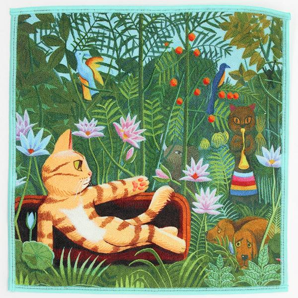 【約25X25cm】キャットアート スマホ拭きハンカチ （CAT ART）
