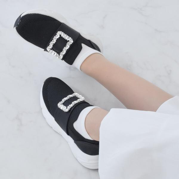 Bridget Birkin◆5cmヒール◆ビジュー調バックルニットスニーカー