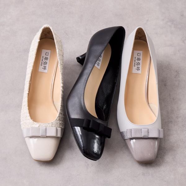 セレモニー~ビジネスまで定番人気◇【撥水】【25秋冬新作 】リボンデザインパンプス/643101