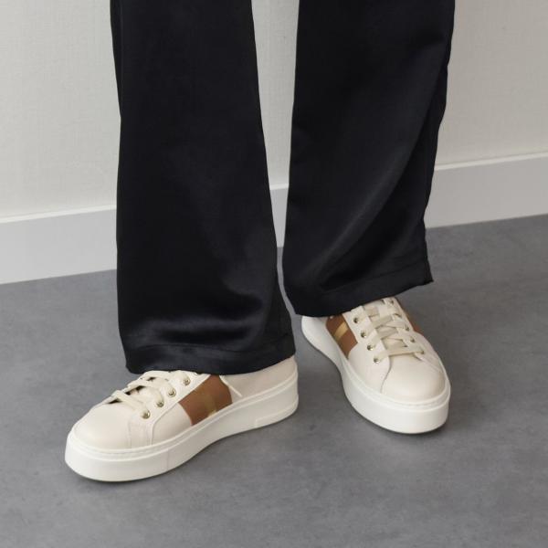 LUCA GROSSI◆4.5cmヒール◆ラインテープ厚底レザースニーカー