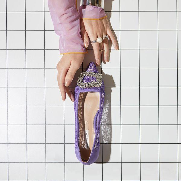 ポインテッドトゥビジューレースパンプス