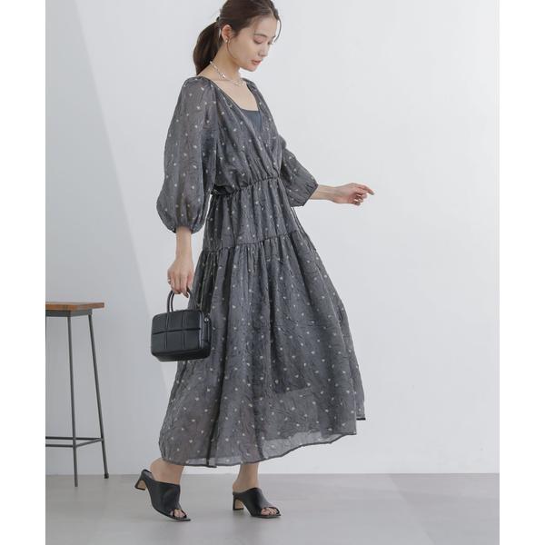 前後2WAY表面変化シアープリントワンピース