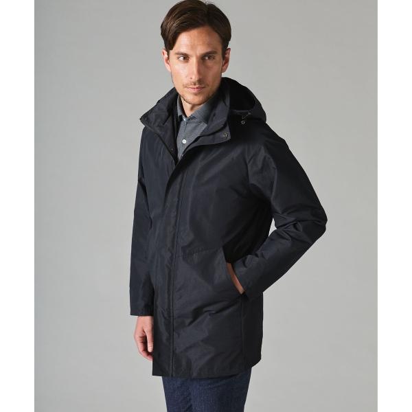 【ビジネスで着用可】メランジシャンブレー フーデッドブルゾン