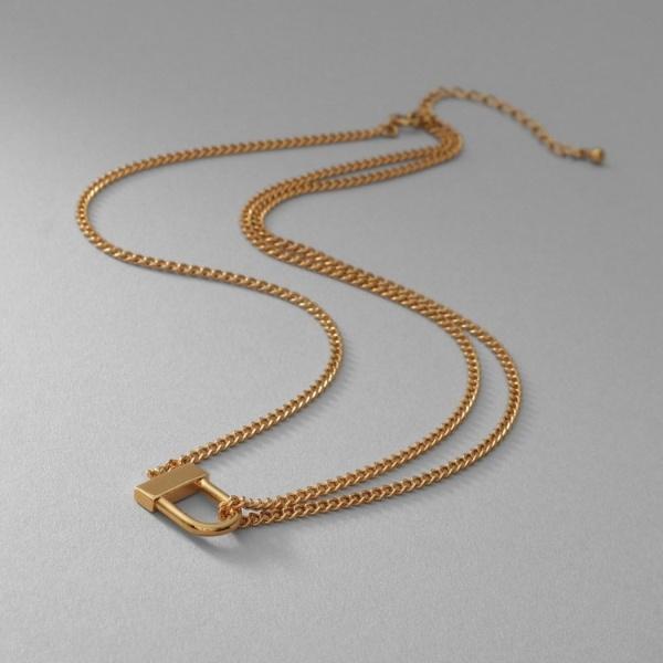 シルバー ロックモチーフ ドレープネックレス GP