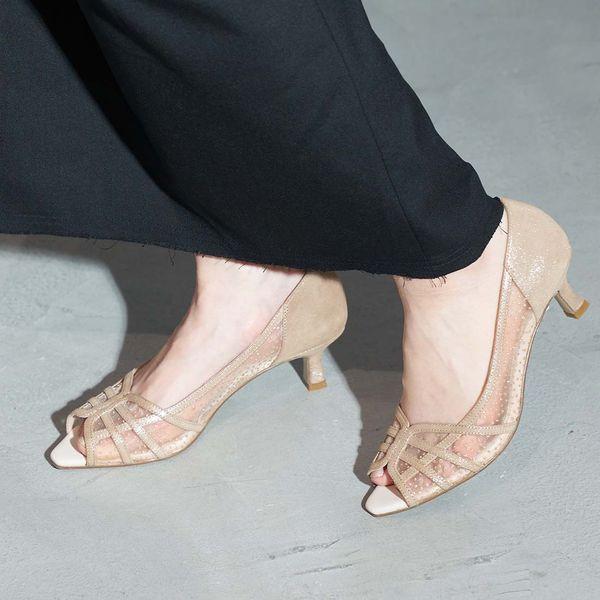 チュールオープントゥパンプス