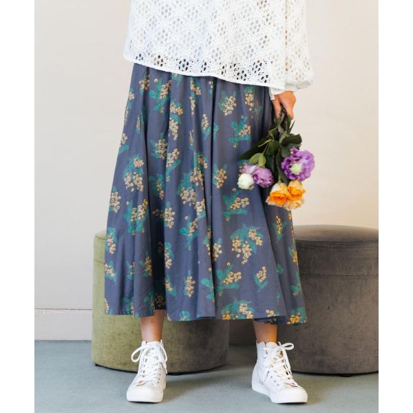 【大きいサイズ】 9号・15号(M・3L) INDESIGN ミモザプリントスカート