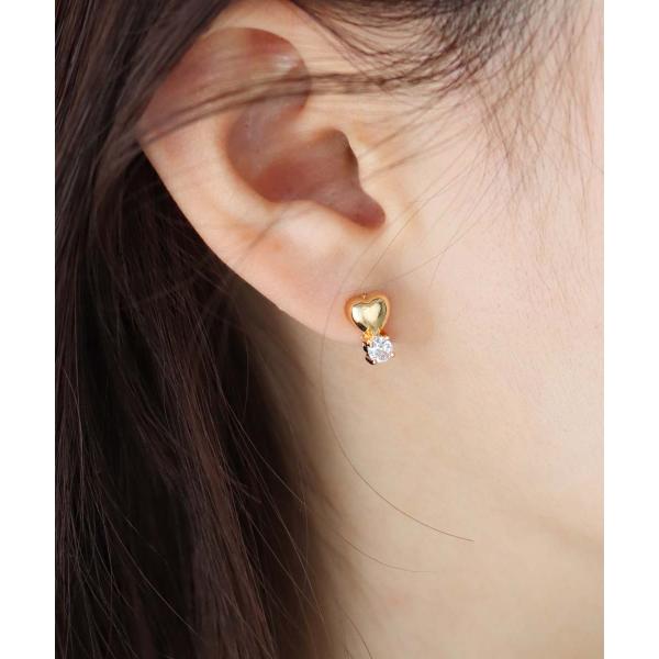 ハート＆クリアビジューピアス