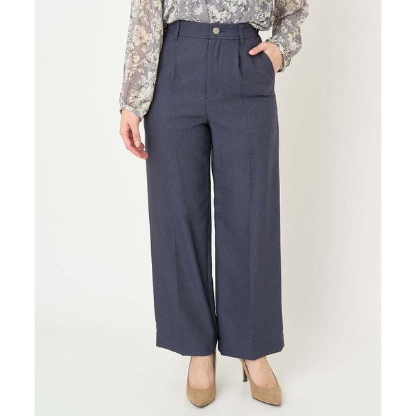 【小さいサイズ】デニムライクストレートワイドパンツ/洗える
