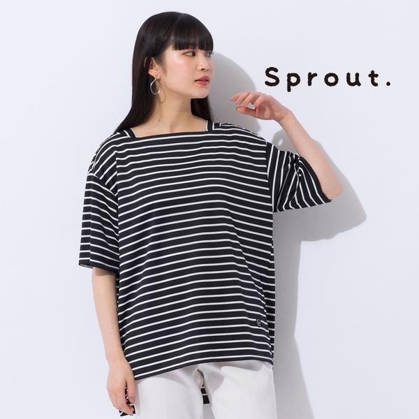 【Sprout.】ポンチボーダー　ドロップショルダーTシャツ