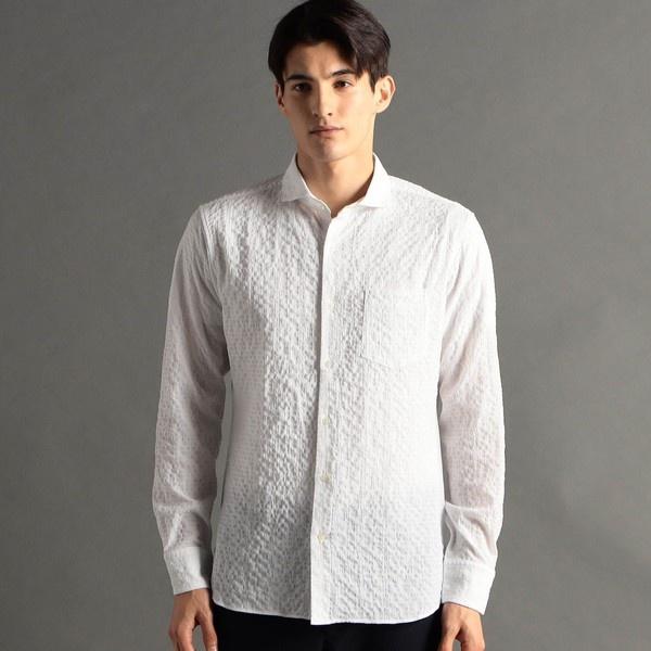 ドビーサッカー カッタウェイカラーシャツ