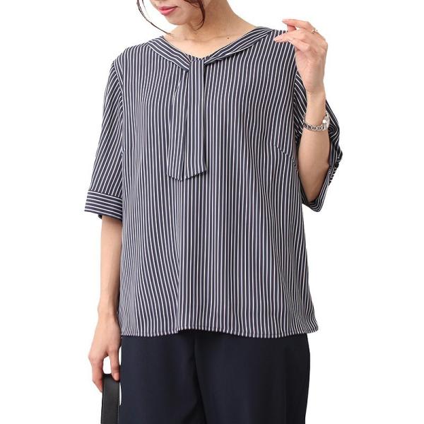 【大きいサイズ】ジョーゼット ボウタイ ブラウス