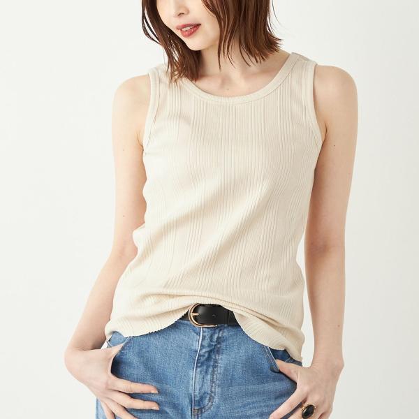 SHIPS Colors:ランダムテレコ 2WAY タンクトップ◇