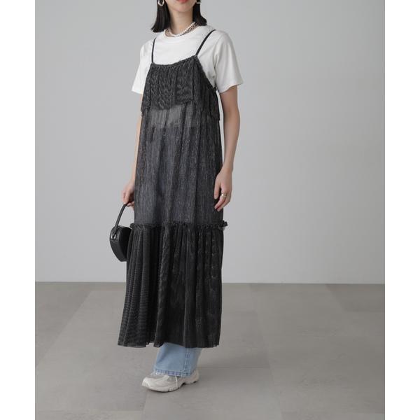 ［ブルーカラーWEB限定］ラメプリーツシアーキャミソールワンピース