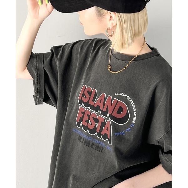 《JAVA ジャバコラボ》こなれた大人カジュアルスタイルに。綿100%フェスロゴピグメントTシャツ