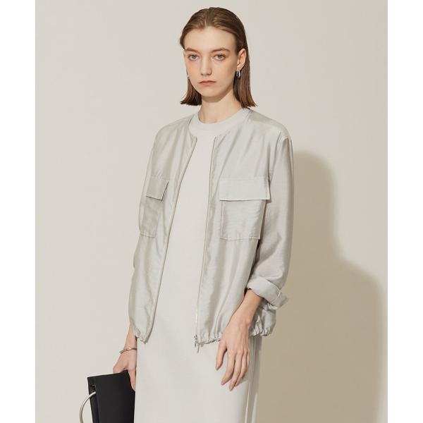 【洗える】リヨセルナイロンワッシャー ノーカラーブルゾン