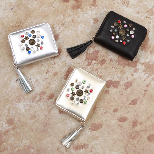 【本革 レザー】 ペルケ perche / マルチスタッズ・ジャバラカードウォレット