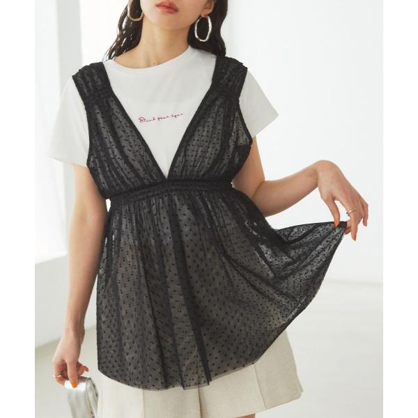 フロッキードットチュールチュニック