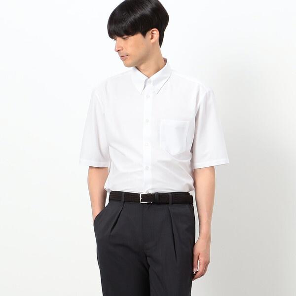 【イージーケア】ポリエステルトリコット ボタンダウン 半袖シャツ