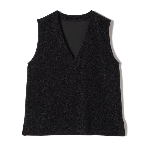 SHIPS Colors:〈手洗い可能〉ラメ スムース Vネック トップス◇