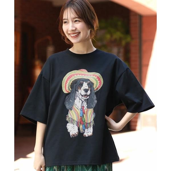 天竺ドッグプリントTシャツ