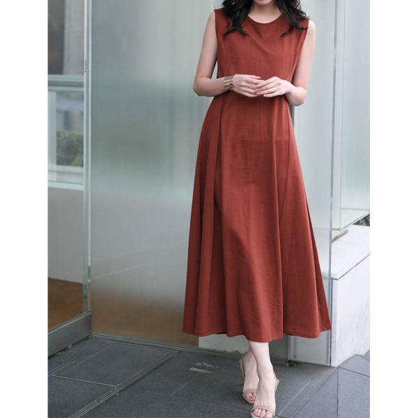 綿１００％フレアーロングワンピース（１２