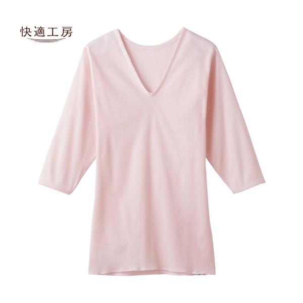 【快適工房】綿のやさしい着心地【Ｖ型７分袖スリーマー】