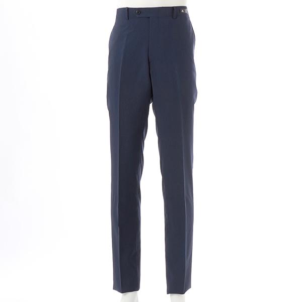 【洗えるテーパードパンツ】ノータック ネイビーピンドット柄 ストレッチ