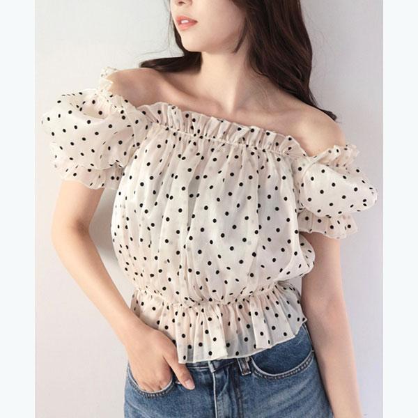 シアーシャーリング2ウェイオフショルブラウス