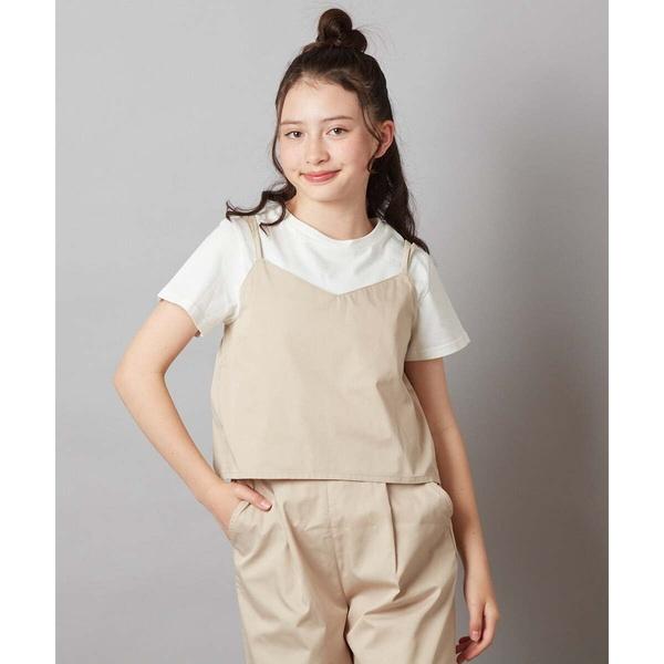 [140-150]【2点セット】キャミドッキングTシャツ＆パンツセットアップ