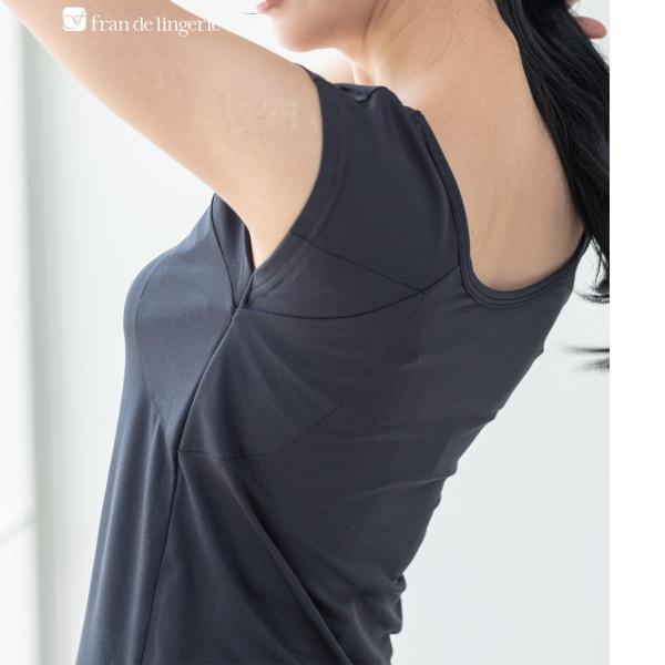 冷感＋多機能☆ベーシックインナー「冷はだヴェール」脇汗パッド付き、フレンチスリーブインナー