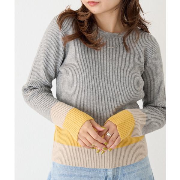 【洗える】バイカラーリブニット