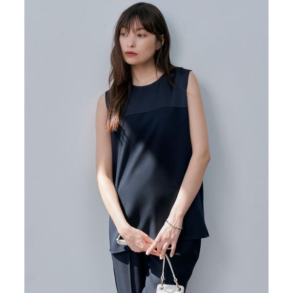 【接触冷感・UVケア・速乾・洗える】 FluidBackSatin ノースリーブブラウス