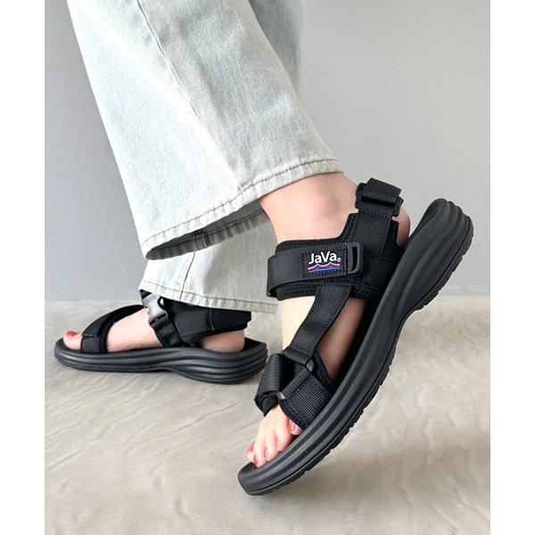 《Javaジャバコラボ》 フラットベルクロスポーツサンダル ストラップあり