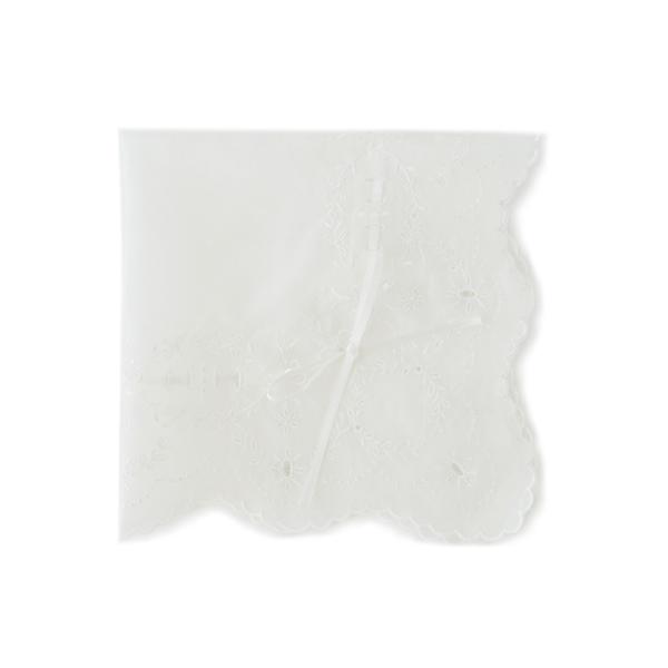 【約30×30cm】ブライダル　刺繍ハンカチ　アイレットフラワー