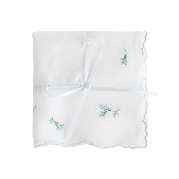 【約41×41cm】ブライダル　刺繍ハンカチ　ローズリボン