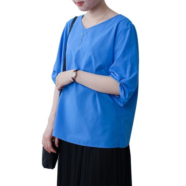 【大きいサイズ】タックスリーブ Vネック ブラウス