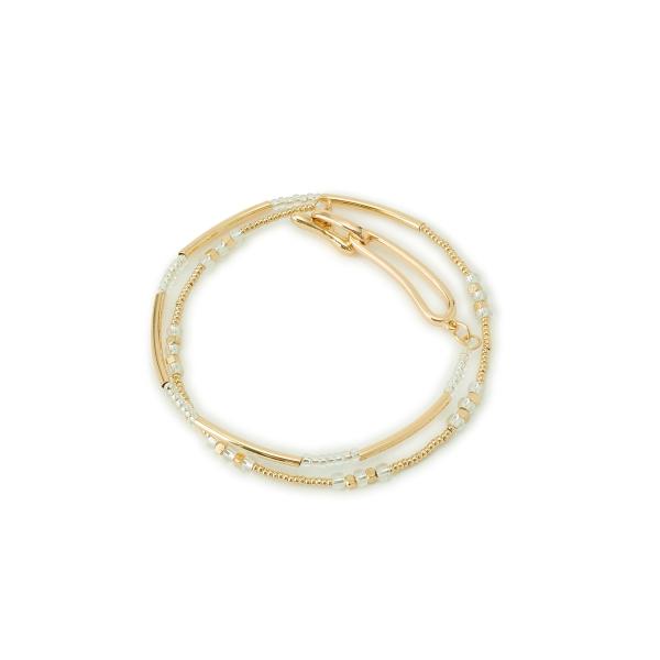 メタルカラーデザインマンテルパーツ2連ブレスレット