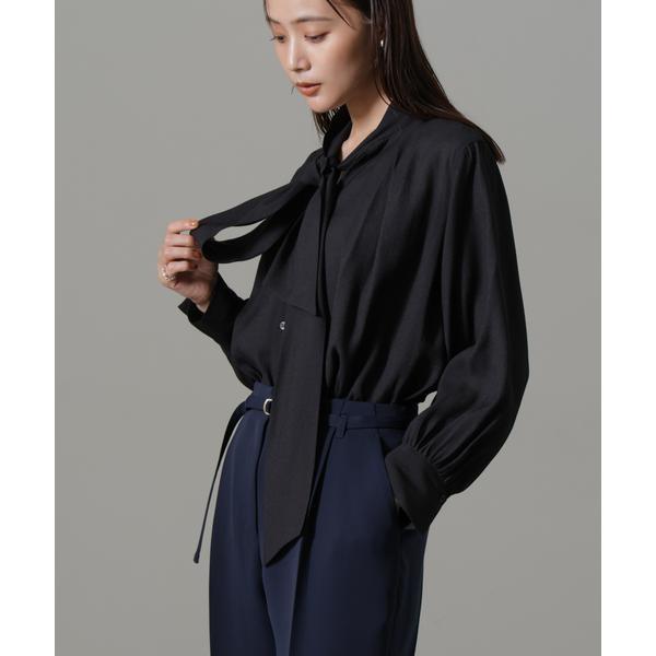 リンクルドビーリボンタイブラウス