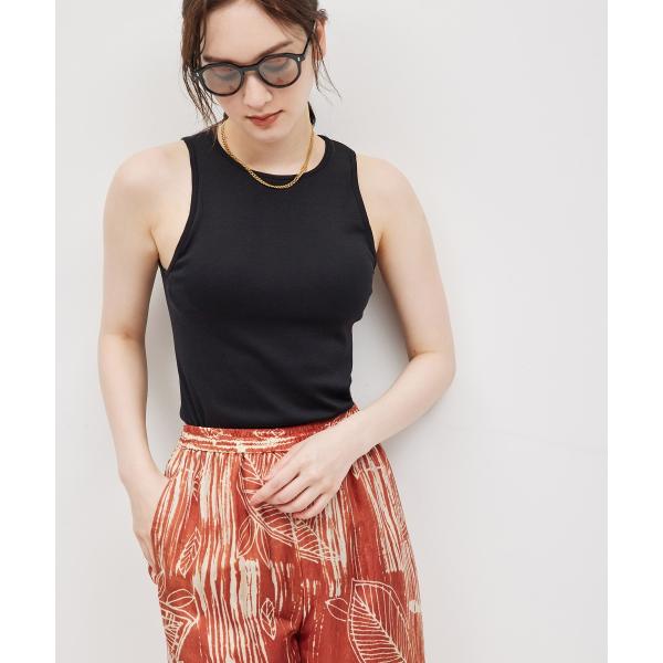 コットンシルク丸胴フライスカップ付きアメスリタンクトップ