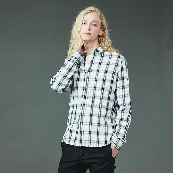 ワッシャーチェック 長袖シャツ