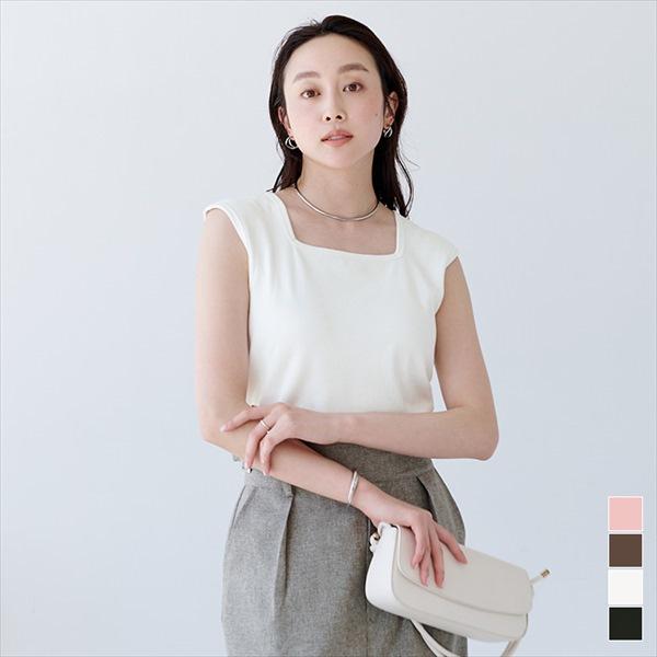 カップ付スクエアネックトップス/タンクトップ
