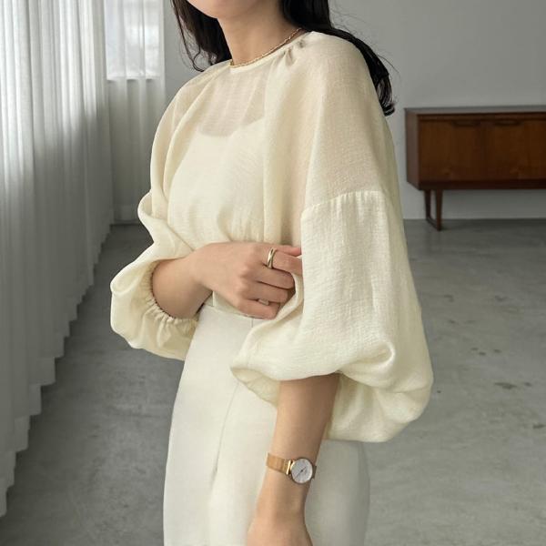 Louere　ラグランボリュームスリーブシアートップス